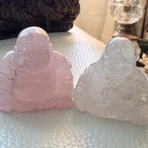 Pink and Clear Buddha Figurines